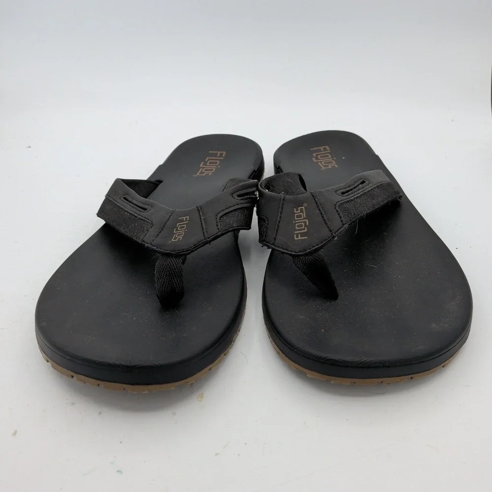 Flojos Mens Black Thong Flip Flop Sandals Size 12 Cushioned Beach Summer Shoes
